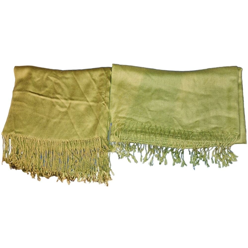 Scarf Shawl Olive‎ Green Fringed Rayon